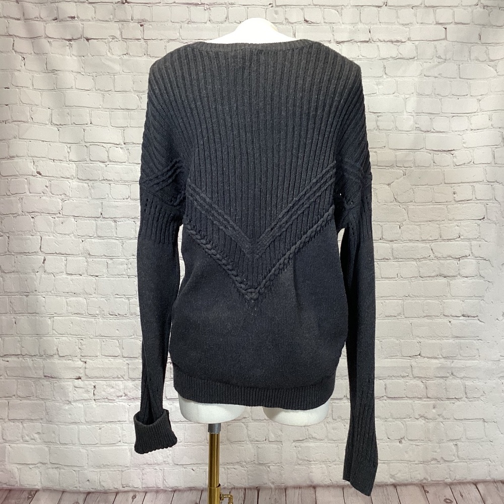 1432. Ella Moss Charcoal Long Sleeve Sweater GUC Size L - Picture 5 of 6